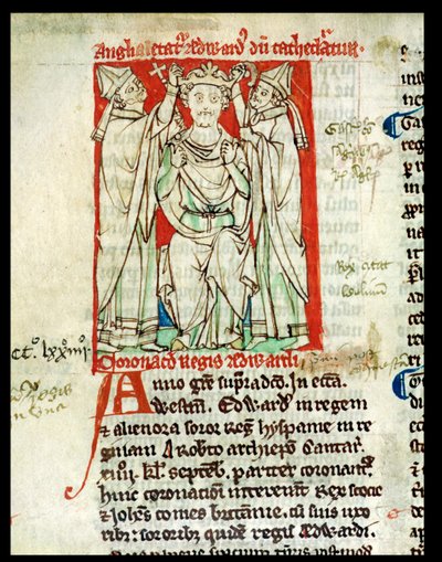 Ms 6712 (A.6.89) fol.247v Edward I (1239-1307), miniatűr a Flores Historiarumból, Matthew Paris, 1250-52 alkotó: English School