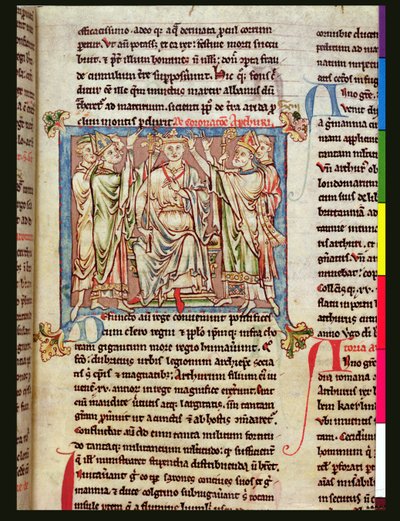 Ms 6712 (A.6.89) fol.53 Arthur király, miniatűr a Flores Historiarumból, Matthew Paris, 1250-52 körül alkotó: English School