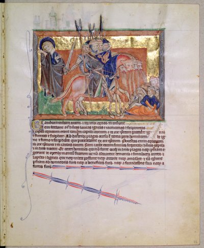 Ms L.A. 139-Lisboa fol.20 Lovasok serege, a Gulbenkian Apokalipszisből, 1256-70 körül alkotó: English School