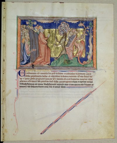 Ms L.A. 139-Lisboa fol.35 A fenevadat és a sárkányt imádó emberek a gulbenki apokalipszisből, 1265-70 körül alkotó: English School
