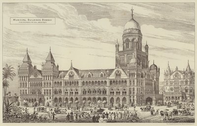 Városi épületek, Bombay (metszet) alkotó: English School