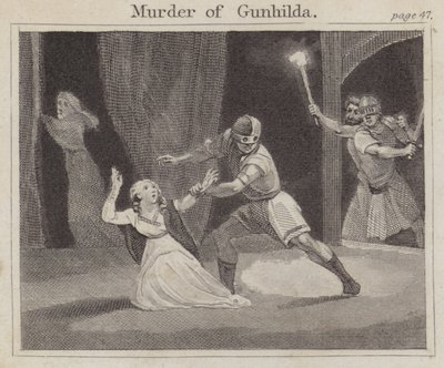 Gunhilda meggyilkolása (metszet) alkotó: English School