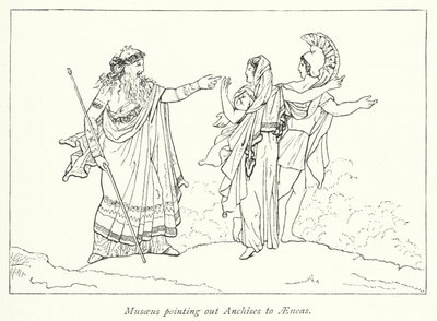 Musaeus Anchiszesre mutat Aeneasnak (litho) alkotó: English School