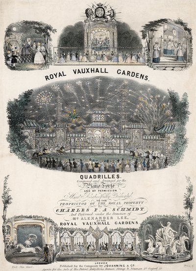 Zenei kotta a Royal Vauxhall Gardens Quadrilles-hez Charles F A Schmidttől alkotó: English School