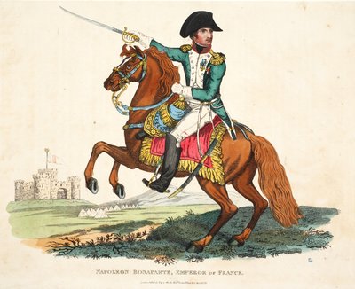 Napóleon Bonaparte, Franciaország császára, vésette Romney, kocsma. Richard Evans, illusztráció a Waterloo-i csata történetéről, William Mudford, 1816 alkotó: English School