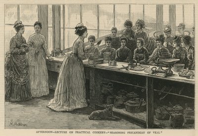 National Training School of Cookery, South Kensington: Délutáni előadás a gyakorlati főzésről alkotó: English School