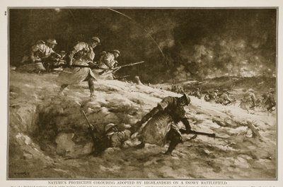 Természetvédő színezés a hegyvidékiek által egy havas csatatéren, 1914-1919 alkotó: English School