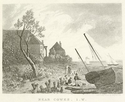 Cowes közelében, Wight-sziget (metszet) alkotó: English School