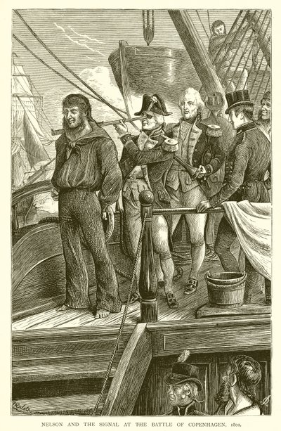 Nelson és a jel a koppenhágai csatában, 1801 alkotó: English School