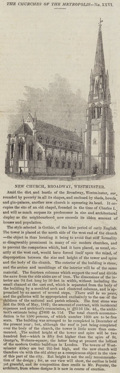 New Church, Broadway, Westminster (metszet) alkotó: English School