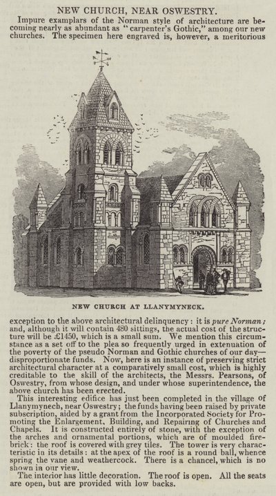 Új templom Llanymyneckben (metszet) alkotó: English School