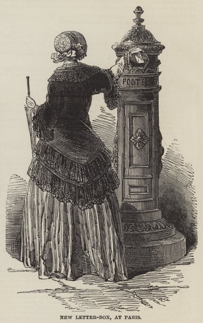 Új levélszekrény, Párizsban (metszet) alkotó: English School