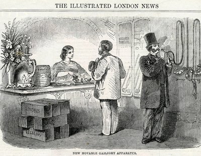 Új mozgatható gázlámpás készülék, a London Illustrated Newsból alkotó: English School