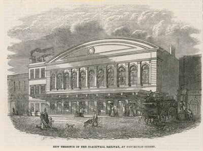 A Blackwall Railway új végállomása a londoni Fenchurch Streeten alkotó: English School