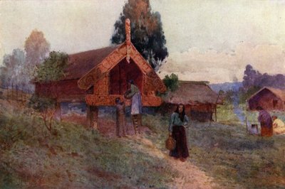 Új-Zéland: Pataka (színes litográfia) alkotó: English School