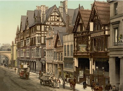 Newgate Street, Chester (kézzel színezett fotó) alkotó: English School