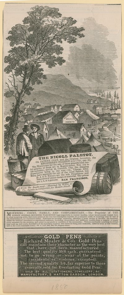 Nicoll Paletot, Richard Mosley & Co és a London General Mourning Warehouse Advertising alkotó: English School