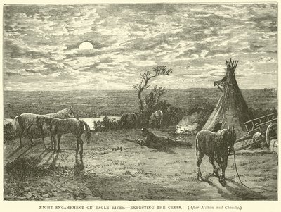 Éjszakai táborozás az Eagle River-en, a Crees-re várva alkotó: English School
