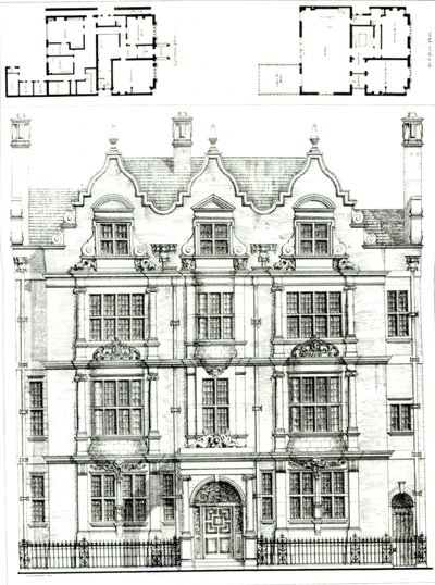 No.70 Ennismore Gardens, South Kensington, The Building News, 1886. július 23. alkotó: English School