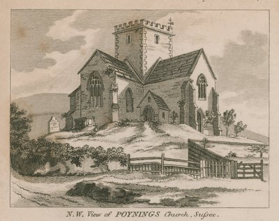 Északnyugati kilátás a Poynings-templomra Poyningsben alkotó: English School