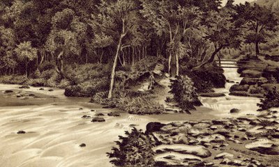 Észak-Devon: "The Watersmeet", Lynmouth (litográfia) alkotó: English School