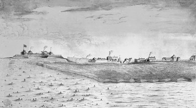 Északnyugati kilátás a fort Lawrence-re Chignectouban alkotó: English School