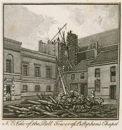 Északnyugati kilátás a Szent István-kápolna harangtornyára alkotó: English School