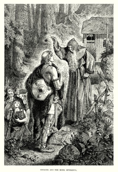 Odoacer és Severinus szerzetes (metszet) alkotó: English School
