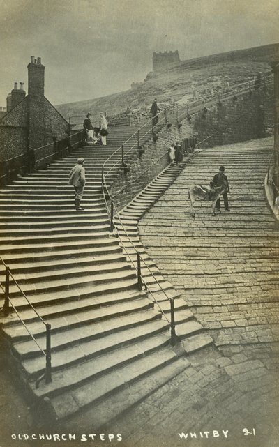 Régi templom lépcsője, Whitby (fekete-fehér fotó) alkotó: English School