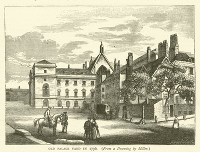 A régi palota udvara 1796-ban, Miller rajzából (metszet) alkotó: English School