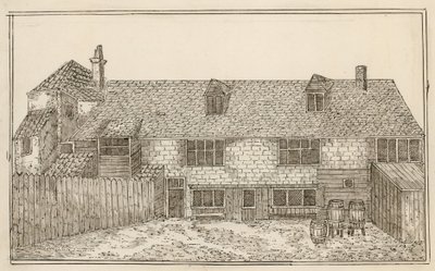 Old Pied Bull, Islington (hátul) (tinta papíron) alkotó: English School