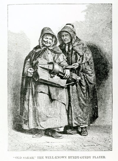 Öreg Sarah, a jól ismert Hurdy-Gurdy játékos, 1840 körül alkotó: English School