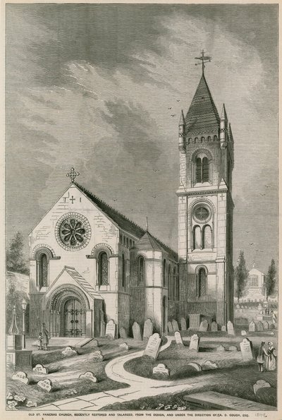 A közelmúltban felújított és kibővített régi St Pancras templom, London alkotó: English School