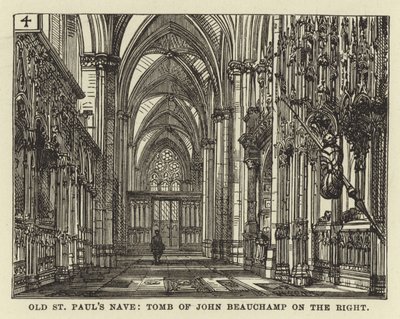 A régi St Pauls Nave, John Beauchamp sírja a jobb oldalon alkotó: English School