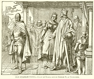 Régi suabian típusok. – Ernst of Suabia II. Conrad előtt, Ingelheimben alkotó: English School