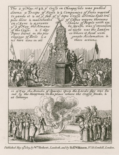 1643. május 2-án a londoni Cheapside-ban lebontották a keresztet alkotó: English School