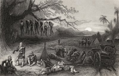 Az 1858-ban megjelent „The History of the Indian Mutiny” című, Benares-i Felvidéki Brigád szélső pikette alkotó: English School