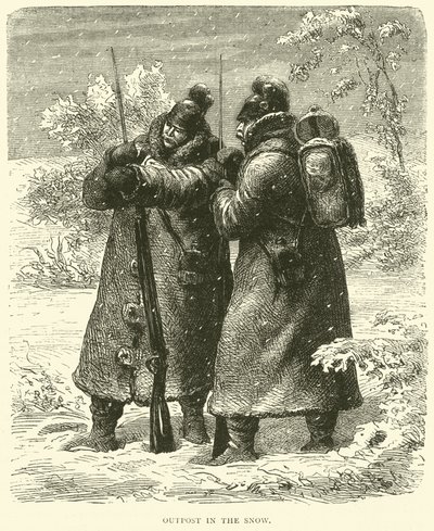 Vorposten im Schnee, Oktober 1870 von English School