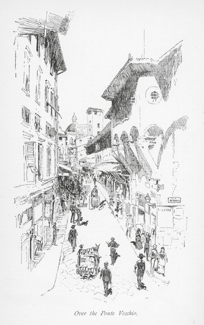 A Ponte Vecchio felett (litho) alkotó: English School