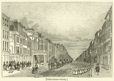 Oxford Street, vasárnap (metszet) alkotó: English School