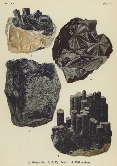 Ochidok, manganit, pirolízis, finom fekete (színes kő) alkotó: English School