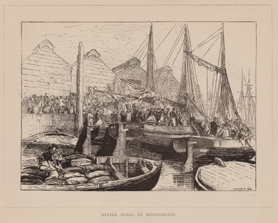 Osztrigás csónakok a Billingsgate-nél (metszet) alkotó: English School
