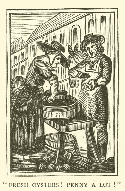 Osztriga eladó (fametszet) alkotó: English School