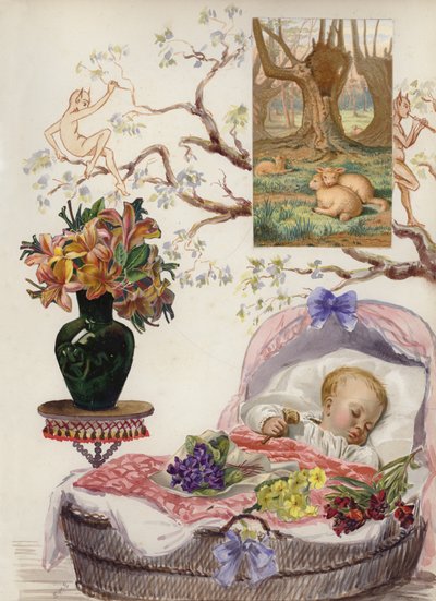 Oldal a késő viktoriánus vendégkönyvből (multimédiás) alkotó: English School