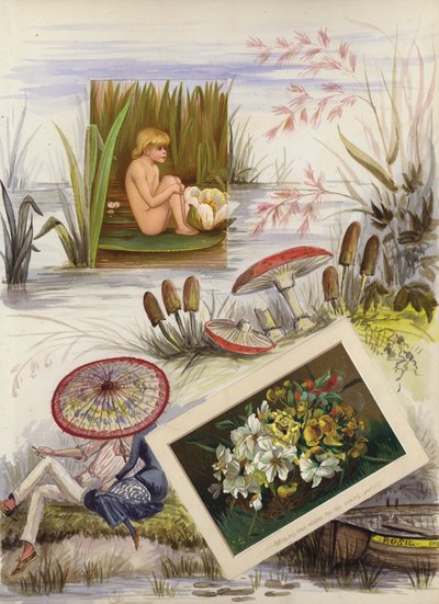 Oldal a késő viktoriánus vendégkönyvből (multimédiás) alkotó: English School