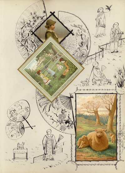 Oldal a késő viktoriánus vendégkönyvből (multimédiás) alkotó: English School