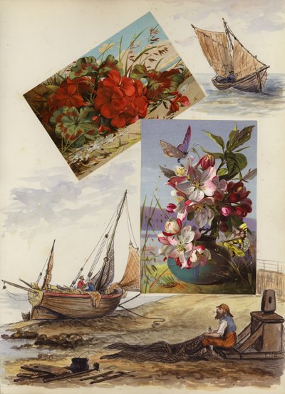 Oldal a késő viktoriánus vendégkönyvből (multimédiás) alkotó: English School