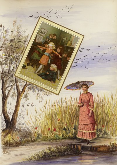 Oldal a késő viktoriánus vendégkönyvből (multimédiás) alkotó: English School