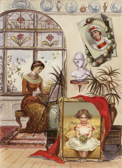 Oldal a késő viktoriánus vendégkönyvből (multimédiás) alkotó: English School