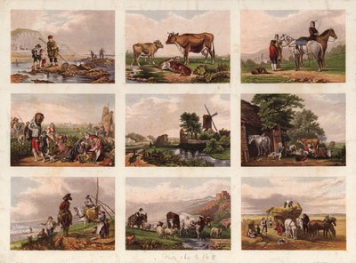 Viktoriánus nyomtatott töredékek oldala (színes metszet) alkotó: English School